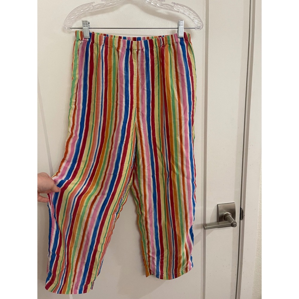 Silk Rainbow Lounge Pants Artsy Eccentric Eclectic Vibrant Summer Watercolor
